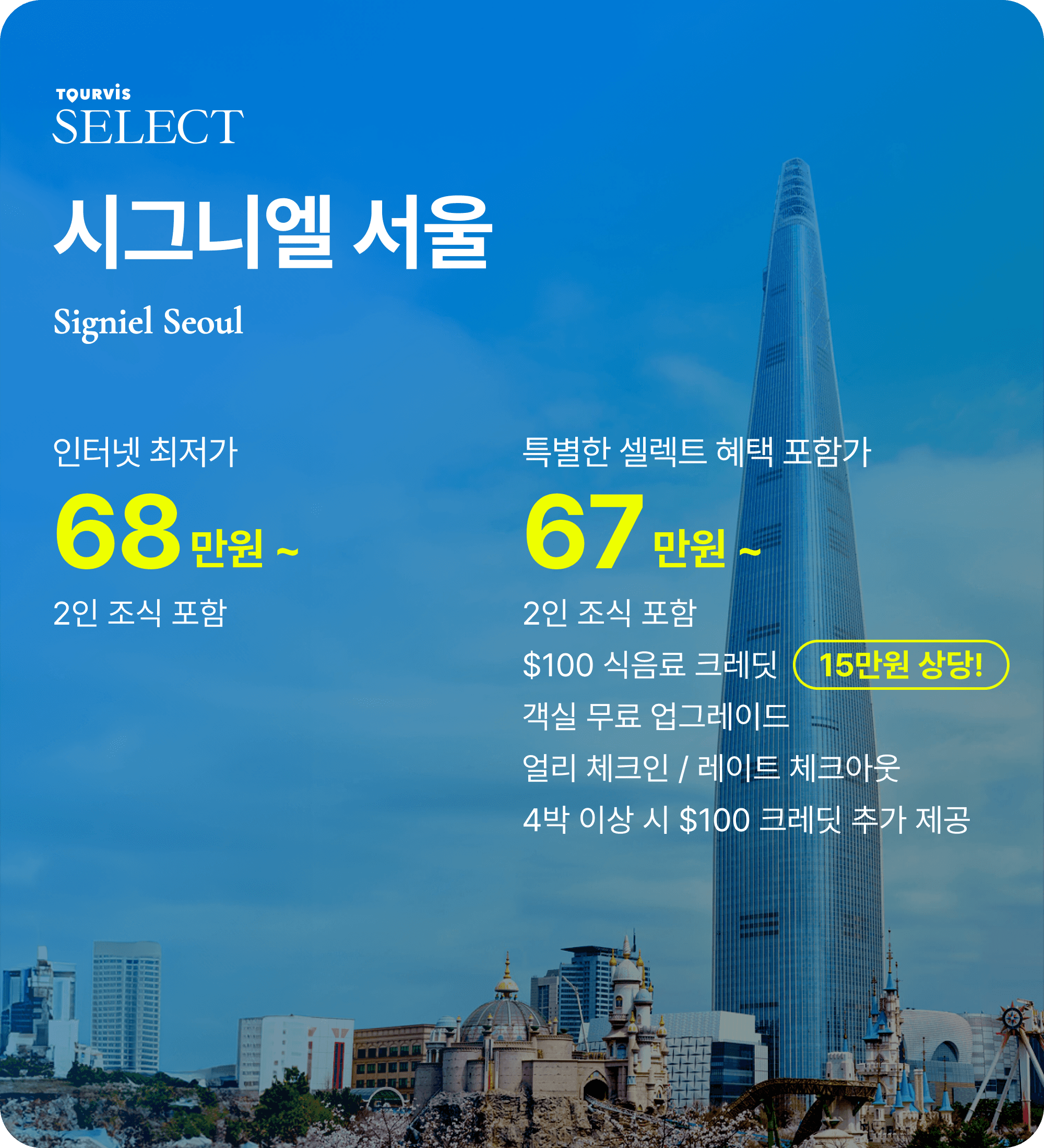 시그니엘 서울 예약: 롯데월드타워 초고층 한강뷰와 미쉐린 다이닝을 즐기는 5성급 호텔